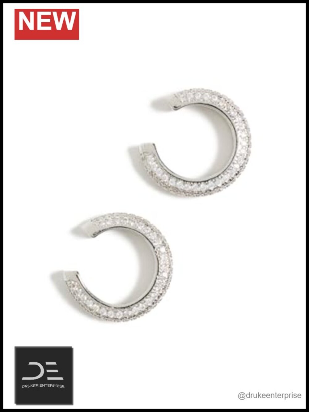 Sterling Silver CZ Pave Ear Cuff Set of 2